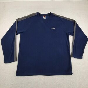 North Face Pullover Mens XL‎ Blue Gray Fleece Crewneck Outdoor Hiking Sweater